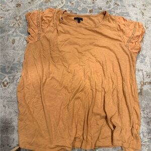 Lane Bryant Tan Short Sleeve Top with Lace Accents